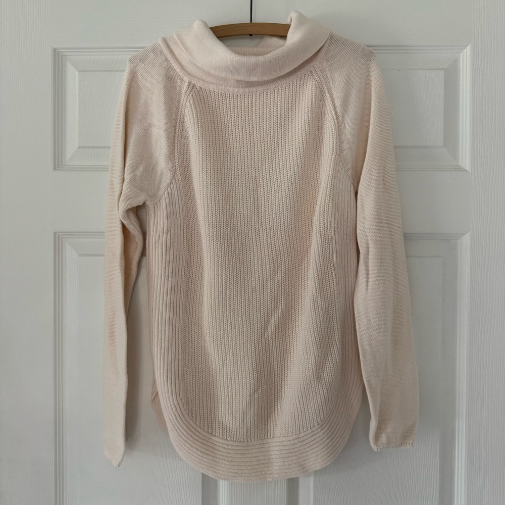 Loft cream turtle neck ribbed sweater